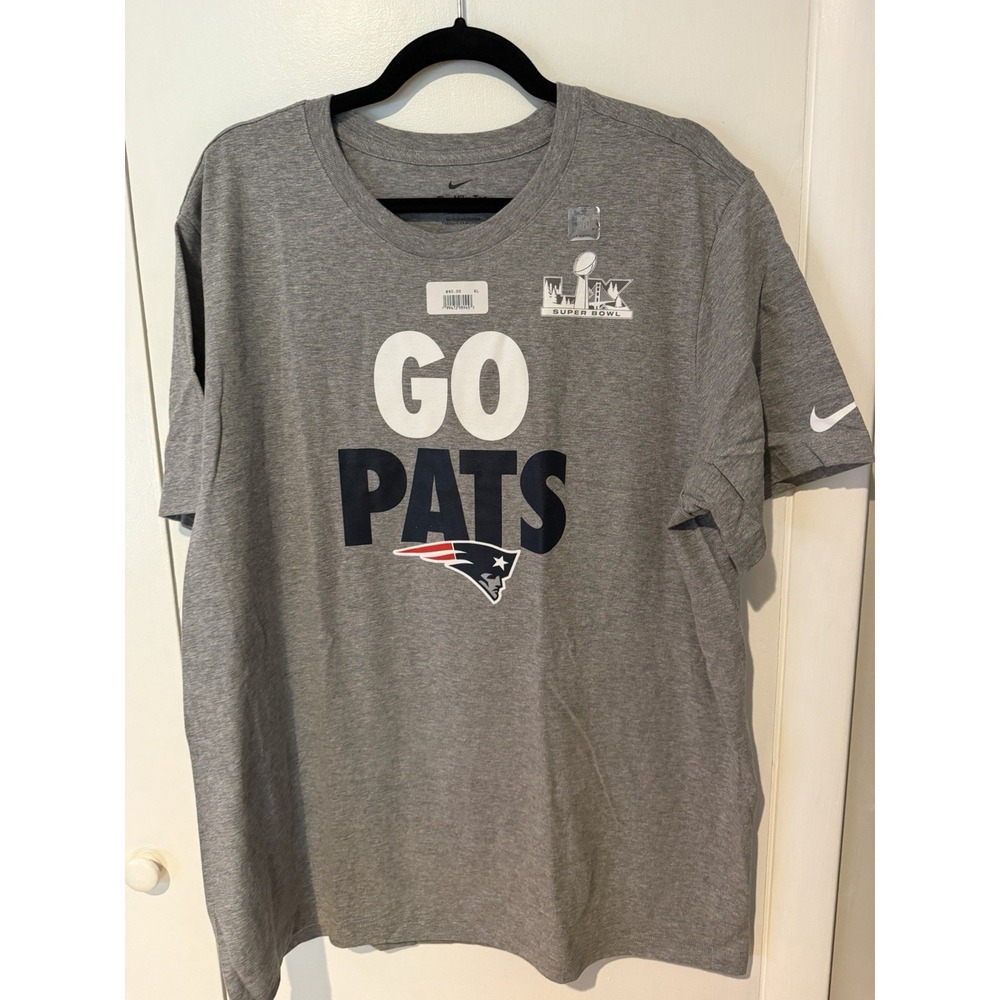 New England Patriots NFL Super Bowl LIX "Go Pats" Gray Nike Short Sleeve Tee XL